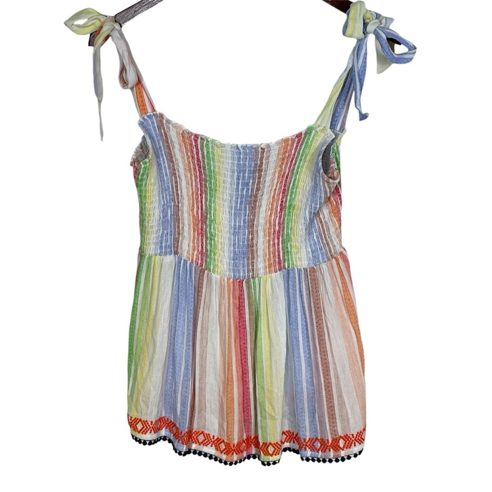 THML Bohemian Rainbow Smocked Babydoll Top Size Small